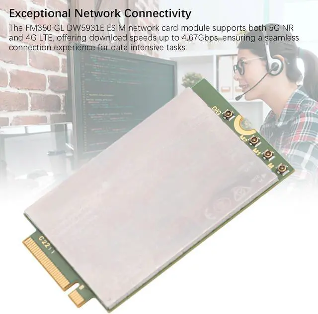 Alt view image 4 of 7 - GOWENIC Network Card Module, FM350 GL ESIM M.2 5G NR 4G LTE 4.67Gbps Network Adapter Module for 5340 7340 9440 3480 9315