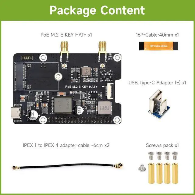 Alt view image 7 of 7 - PCIe to E Adapter with Power Over Ethernet E Expansion Board Networking Card Module
