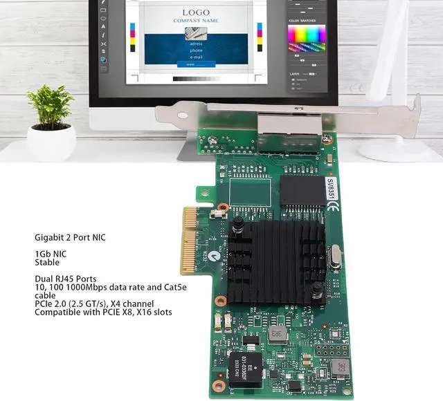 Alt view image 4 of 7 - Zunate Gigabit Dual Port PCIe Network Card, I350 T2 Compatible 1Gb Ethernet Adapter 2 RJ45 LAN Ports PCI Express 2.0 X4 for Server Desktop Linux VMware