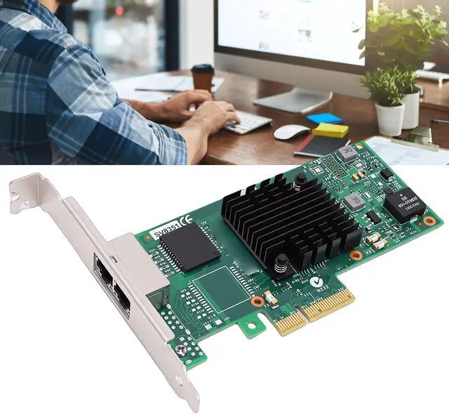 Alt view image 2 of 7 - Zunate Gigabit Dual Port PCIe Network Card, I350 T2 Compatible 1Gb Ethernet Adapter 2 RJ45 LAN Ports PCI Express 2.0 X4 for Server Desktop Linux VMware