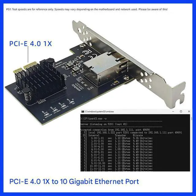 Alt view image 3 of 7 - 10Gbps PCIE4.0 1X Gigabit Network Card 82574 Chip RJ45 Port 10000 Mbit/s Electrical Adapter for Desktop PC Gaming Ethernet