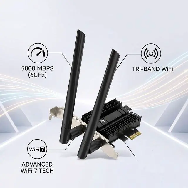 Alt view image 5 of 7 - banapoy PCIe WiFi Card for NGW, Bluetooth 5.4 6G 5G 2.4G 3 Band 5800Mbps M.2 NGFF Desktop PC Network Card with Dual Antennas