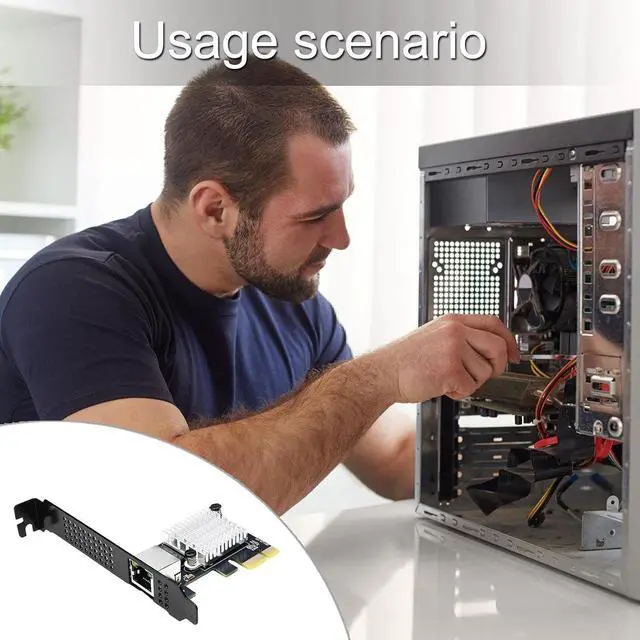 Alt view image 2 of 7 - 10Gbps PCIE4.0 1X Networking Card Supports PCIe 3.0 / PCIe2.0 Backwards Compatibility and Heat Management