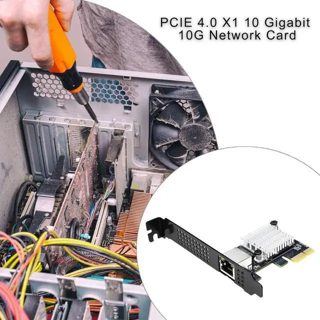 Alt view image 4 of 7 - 10Gbps PCIE4.0 1X Networking Card Supports PCIe 3.0 / PCIe2.0 Backwards Compatibility and Heat Management