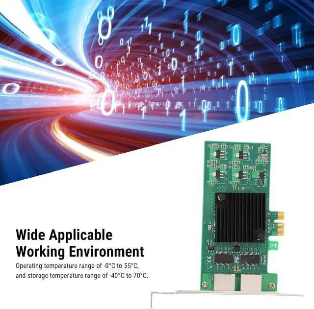 Alt view image 4 of 7 - Gigabit Ethernet Network Card PCI Express X1, Dual Port RJ45 with 82574L Chipset, 10/100/1000Mbps Adapter for Stable Performance, Supports PXE DPDK ISCSI Jumbo Frames for Desktop