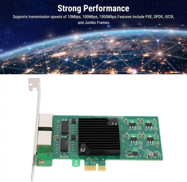 Alt view image 3 of 7 - Zyyini Gigabit Ethernet Network Card, PCI Express x1 Dual RJ45 Port 10 100 1000Mbps Gigabit Desktop with Gold Finger Plating for 82574L Chipset for PC