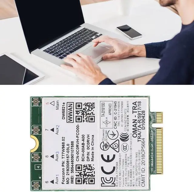Alt view image 2 of 7 - DW5821E 3G 4G 5G LAN Card High Speed Wireless Net Card with GLONASS Galileo Positioning for Laptops PCI Express M.2