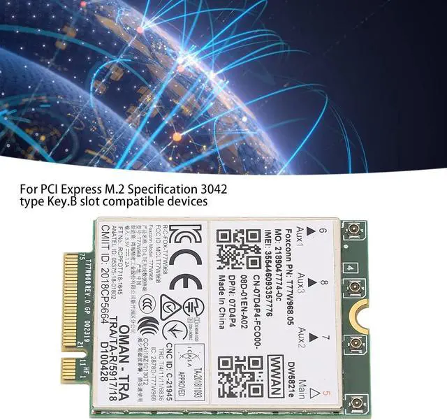 Alt view image 3 of 7 - DW5821E 3G 4G 5G LAN Card High Speed Wireless Net Card with GLONASS Galileo Positioning for Laptops PCI Express M.2