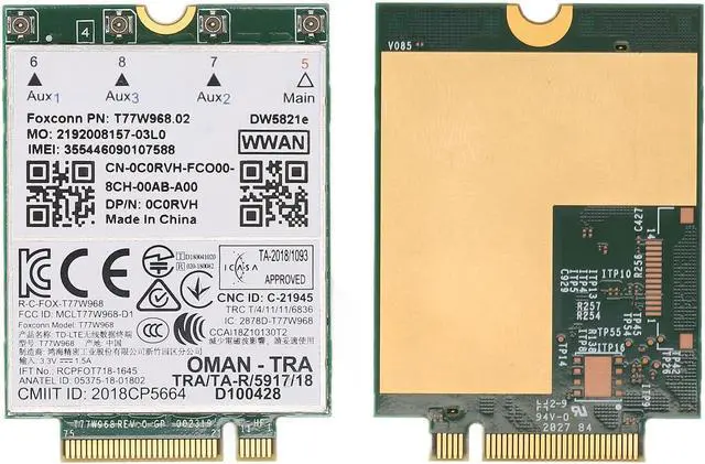 Alt view image 4 of 7 - DW5821E 3G 4G 5G LAN Card High Speed Wireless Net Card with GLONASS Galileo Positioning for Laptops PCI Express M.2