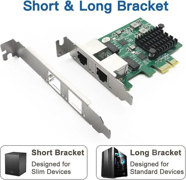 Alt view image 2 of 7 - 100M/1000M/2.5G Gigabit Ethernet Network Interface Card (NIC) Dual Copper RJ45 Ports, with Realtek RTL8125 Chip, PCIE X1, Support Windows Server/Ubuntu/Centos/Debian
