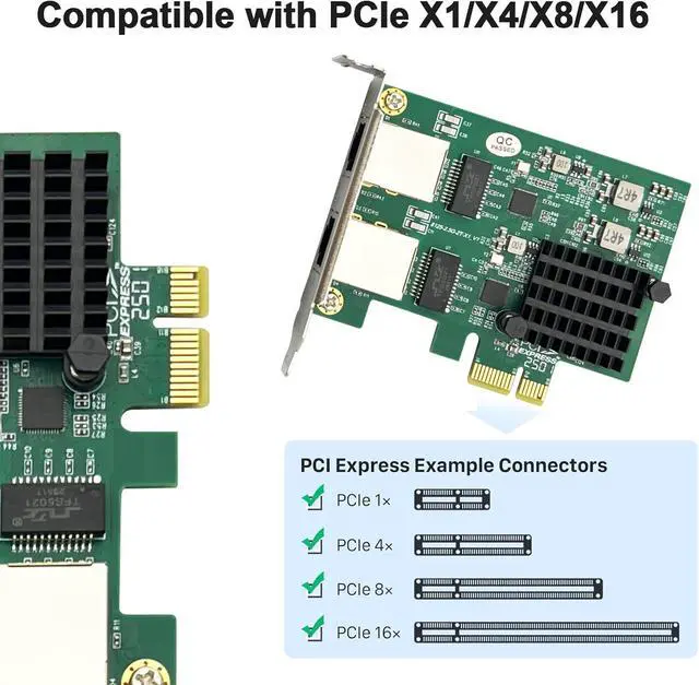 Alt view image 5 of 7 - 100M/1000M/2.5G Gigabit Ethernet Network Interface Card (NIC) Dual Copper RJ45 Ports, with Realtek RTL8125 Chip, PCIE X1, Support Windows Server/Ubuntu/Centos/Debian