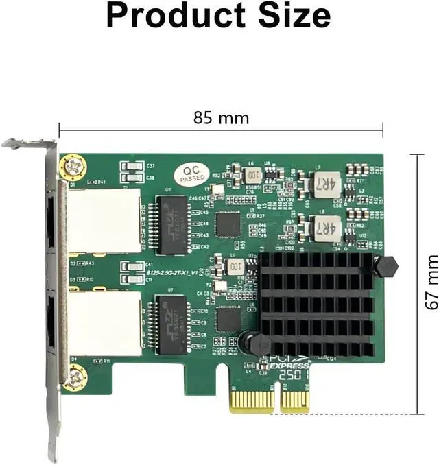 Alt view image 7 of 7 - 100M/1000M/2.5G Gigabit Ethernet Network Interface Card (NIC) Dual Copper RJ45 Ports, with Realtek RTL8125 Chip, PCIE X1, Support Windows Server/Ubuntu/Centos/Debian
