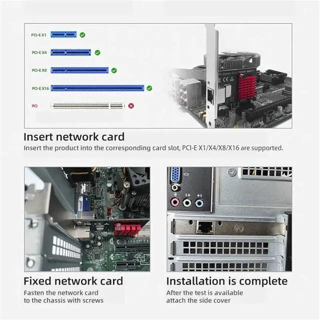 Alt view image 5 of 7 - 2.5G PCI-E to RJ45 RTL8125B Chip Network Card Gigabit Ethernet PCI Express Network Card 10/100/2500Mbps Adapter for PC Win 10/11