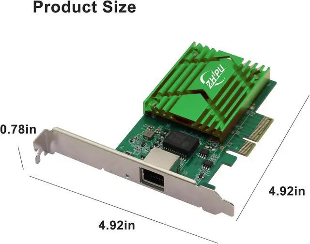 Alt view image 6 of 7 - PCIex4 10G RJ45 Ethernet Network Adapter, Single-Port RJ45 NIC Network Card, 10/100/1000M/2.5G/5G/10Gbps Data Rate, Support Windows Server/Windows/Linux/Ubuntu, Green
