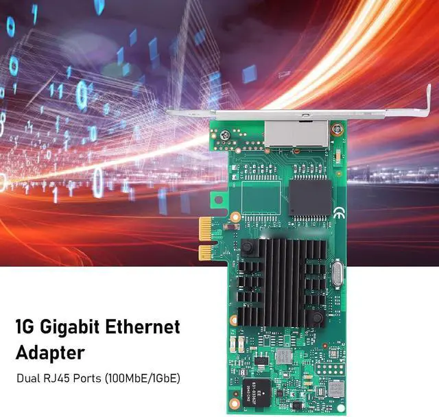 Alt view image 3 of 7 - 1G Gigabit Network Card, Dual RJ45 Ports PCIe 2.0 X1 Ethernet Adapter with T2 Controller Chip, for Servers Desktops