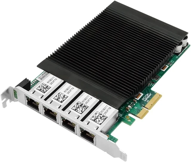 Main image of NIC Gigabit - for Intel I350AM4 Chip Quad RJ45 PoE Ethernet Server Converged Network Adapter I350-T4, PCI Express 2.1 x4, Power Over Ethernet, Interface Card