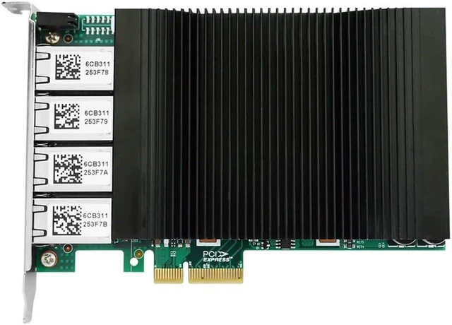 Alt view image 2 of 4 - NIC Gigabit - for Intel I350AM4 Chip Quad RJ45 PoE Ethernet Server Converged Network Adapter I350-T4, PCI Express 2.1 x4, Power Over Ethernet, Interface Card