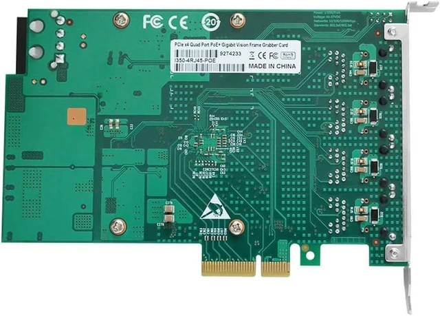 Alt view image 3 of 4 - NIC Gigabit - for Intel I350AM4 Chip Quad RJ45 PoE Ethernet Server Converged Network Adapter I350-T4, PCI Express 2.1 x4, Power Over Ethernet, Interface Card