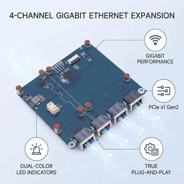 Alt view image 3 of 7 - Sanpyl PCIe to Gigabit Ethernet Board, Plug and Play No Driver PCIe to 4 Port Gigabit Ethernet Adapter with RJ45 Ports, for Stable Network Expansion