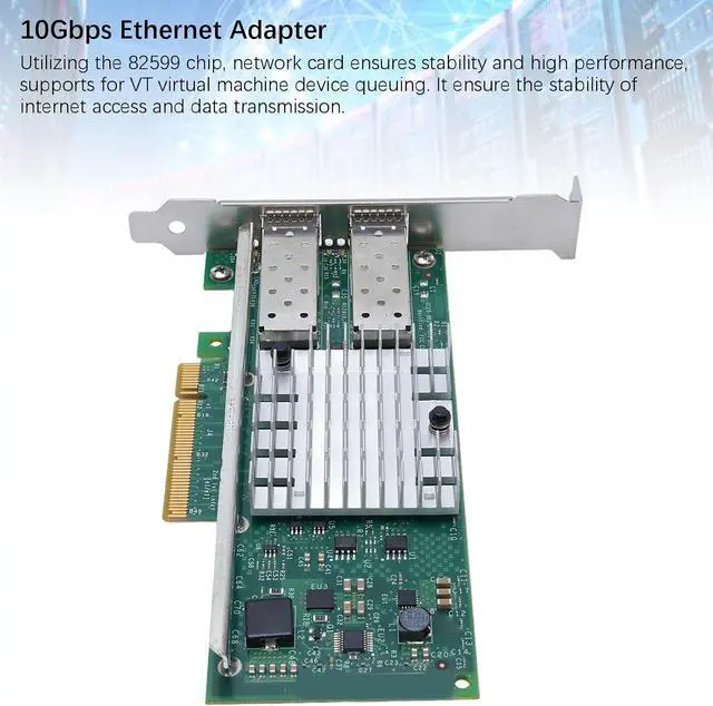 Alt view image 4 of 7 - 10Gbps SFP Plus Network Card, PCI Express X8 Ethernet Adapter with 2 Ports and 82599 Chipset, for Server and Virtual Machine