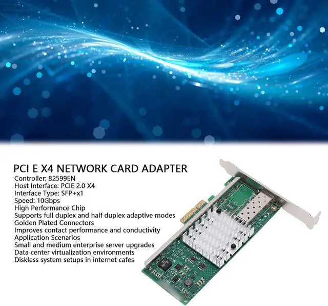 Alt view image 2 of 7 - Zyyini 10GB PCI E X4 Network Card Adapter, PCIe to 10 Gigabit Ethernet Adapter Card with 82599EN Controller Single SFP + Port Support for Server Freebsd VMware ESXi