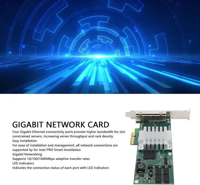 Alt view image 2 of 7 - PCIe X4 Network Card, PCIe to 2.5 Gigabit Ethernet Network Adapter with LED Indicator, 4 RJ45 Port, Network LAN Card for 82571GB, High Speed Stable
