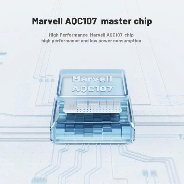 Alt view image 2 of 7 - 10 Gb Network Card with Marvell AQC107 Chip Single Port,PCIE Ethernet Card Network Adapter 1 RJ45 Port LAN Network Adater Controller Support WOLPCIE X4