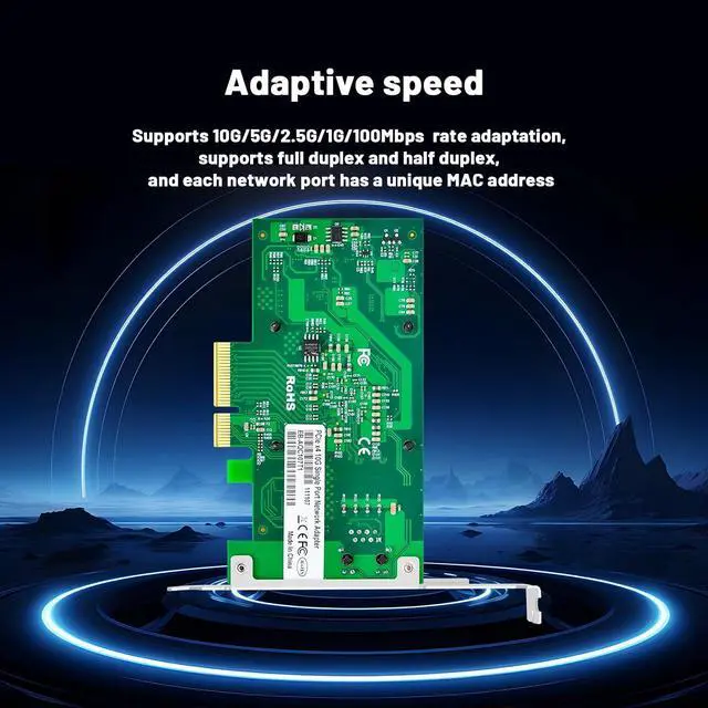 Alt view image 5 of 7 - 10 Gb Network Card with Marvell AQC107 Chip Single Port,PCIE Ethernet Card Network Adapter 1 RJ45 Port LAN Network Adater Controller Support WOLPCIE X4