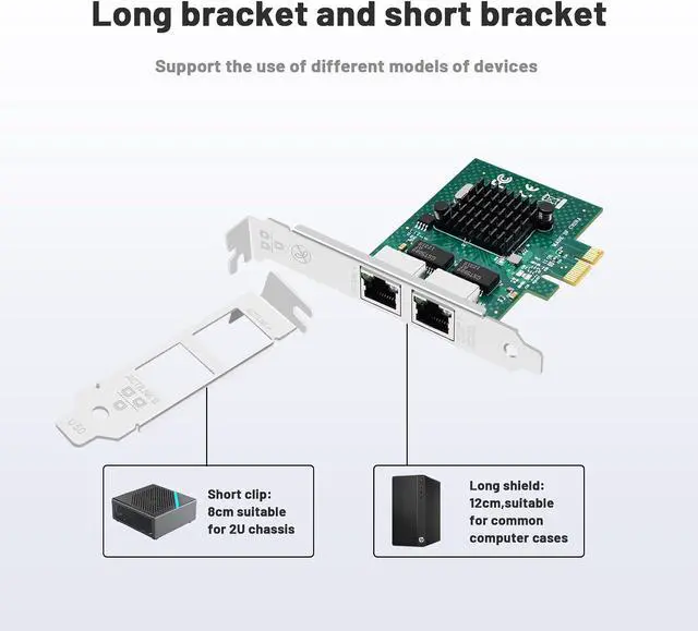 Alt view image 4 of 7 - 1 Gb PCI-E Network Card with Broadcom BCM5720,10/100//1000mbps Dual Ports Network Adapter PCI Express Low Profile,Full Height Bracket Ethernet Card for Desktop PC,Server,Industrial PC