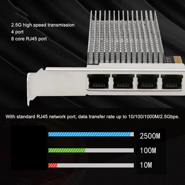 Alt view image 2 of 7 - Cryfokt 2.5G 4 Port Ethernet Card, I226 V Chip PCIE Network Interface Card with 4 RJ45 Ports forWindows7 8 10 11 OSX Desktop PC for desktops workstations Servers