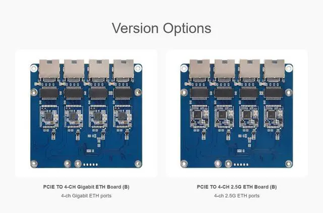Alt view image 3 of 7 - PCIe to 4-Ch Gigabit / 2.5G ETH Board (B) for Raspbery Pi 5, Supports Raspbery Pi OS, Driver-Free, Plug and Play (4-ch 2.5G ETH)
