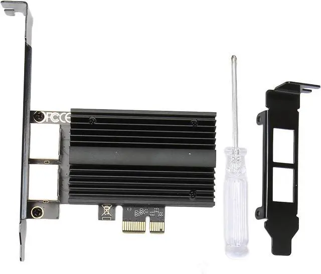 Main image of PCIe Network Card 2.5Gbps Dual Port I226-V Chip Gigabit Ethernet Adapter RJ45 LAN Card for Desktop Server PC Aluminum Alloy Includes Low Profile Bracket