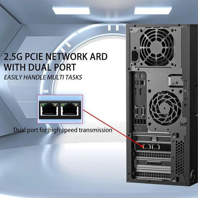 Alt view image 4 of 7 - PCIe Network Card 2.5Gbps Dual Port I226-V Chip Gigabit Ethernet Adapter RJ45 LAN Card for Desktop Server PC Aluminum Alloy Includes Low Profile Bracket