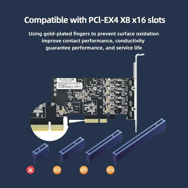 Alt view image 5 of 7 - Quad-Port 2.5gb Gigabit Network Card with RTL8125B PCIe X4 Ethernet Adapter 4*RJ45 Port LAN INC Cards Support ESXi, Soft Routing, PXE Boot, Network Aggregation Server