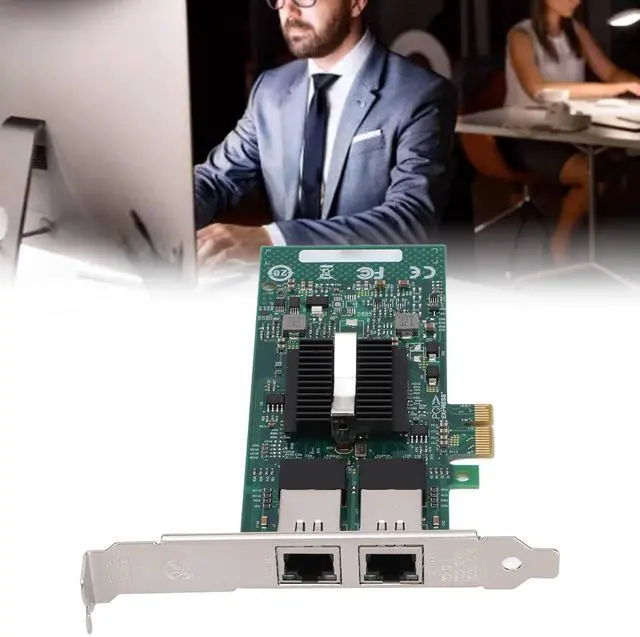 Alt view image 3 of 5 - Gigabit Dual Port Network Card with 82576GB Chip PCIE X1, Ethernet Card with Electric Port Suitable for Desktop Computer Office Workstation Use