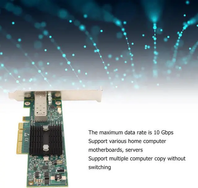 Alt view image 2 of 7 - SFP + PCIE Network Card High Speed 10Gbps Ethernet Adapter with Dual Ports for Servers and Home Computers Durable PCB Material