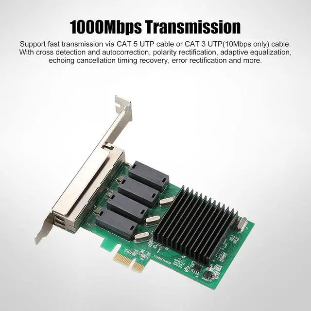 Alt view image 2 of 7 - 4 Port PCIe Gigabit Network Card, 1000Mbps PCI Express Ethernet Adapter, Express 1.1 Gigabit Ethernet Card for Server Desktop Computer for for Vista for