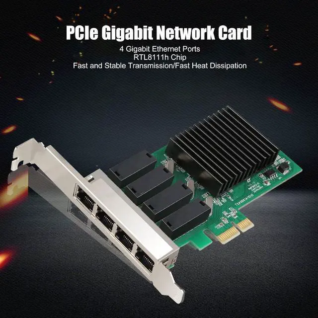 Alt view image 3 of 7 - 4 Port PCIe Gigabit Network Card, 1000Mbps PCI Express Ethernet Adapter, Express 1.1 Gigabit Ethernet Card for Server Desktop Computer for for Vista for