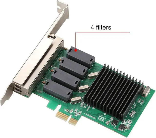 Alt view image 5 of 7 - 4 Port PCIe Gigabit Network Card, 1000Mbps PCI Express Ethernet Adapter, Express 1.1 Gigabit Ethernet Card for Server Desktop Computer for for Vista for