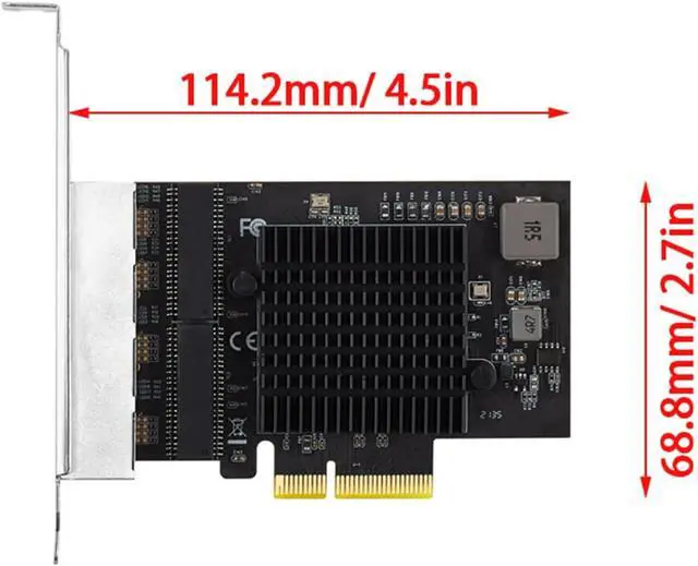 Alt view image 7 of 7 - 2.5 Gigabit 4 Port PCIe RJ45 10/100/1000/2500Mbps 8125B Chip 4 Port Gigabit Networking Card Adapter for Desktop