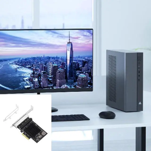 Alt view image 2 of 7 - 2.5 Gigabit 4 Port PCIe RJ45 10/100/1000/2500Mbps 8125B Chip 4 Port Gigabit Networking Card Adapter for Desktop