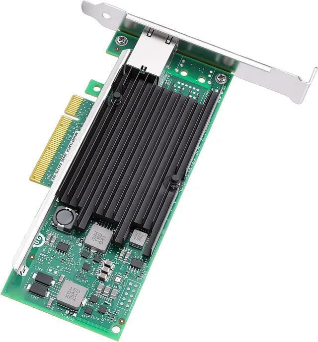 Alt view image 4 of 7 - Fabater 10Gb PCIe Network Card, X540 Controller Intelligent Offload Technology Ethernet Adapter, RJ45 Port 100MbE PCIe V2.1 X8 Interface, Data Center NIC with Heat