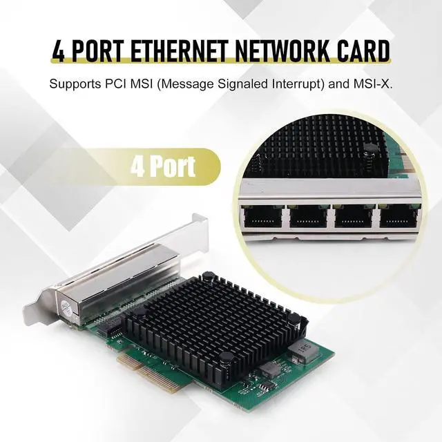 Alt view image 2 of 7 - PCIE X4 2.5G Gigabit Network Card RTL8125B 4 Port Ethernet Network Card Desktop Server Network Card, green, 500251832