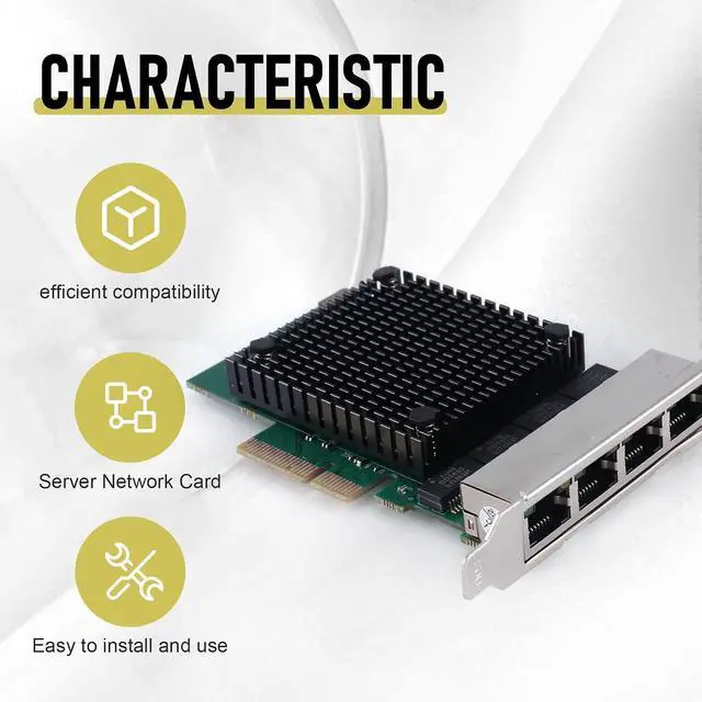 Alt view image 6 of 7 - PCIE X4 2.5G Gigabit Network Card RTL8125B 4 Port Ethernet Network Card Desktop Server Network Card, green, 500251832
