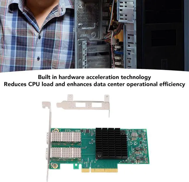 Alt view image 4 of 7 - 10G 25G Network Card, Dual Port PCIe X8 Ethernet Adapter with RDMA Technology for High Speed Data Transfer, Support for 8.1 10