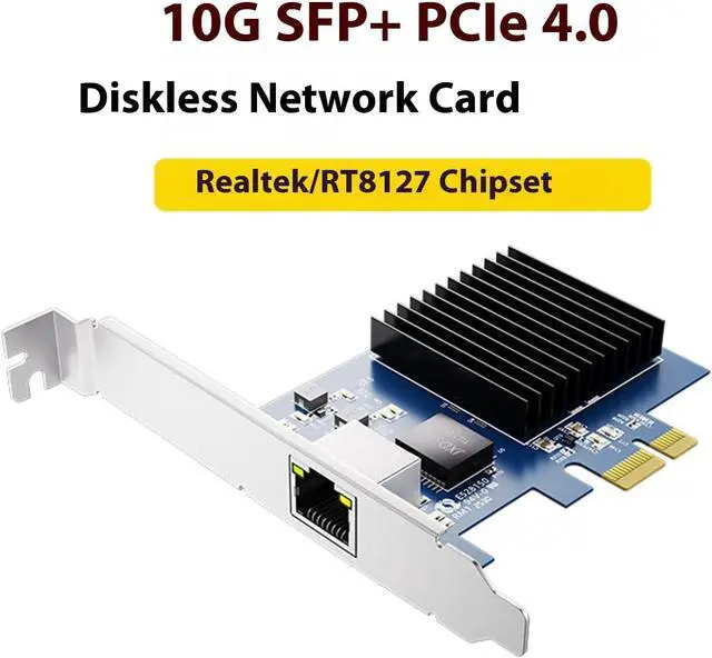 Alt view image 7 of 7 - 10Gbps Networking Card PCIe4.0 Slot 16Gbps Bandwidth RTL8127 Chip Low Power Design for NAS Gaming and Virtual Machines Not Disk Required PCIe NICs