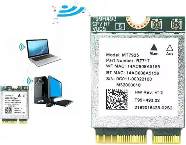Alt view image 3 of 7 - WiFi 7 Wireless Card,MT7925 WiFi 7 Wireless Network Card,Dual Band Wireless-AC MT7925 PCIe WiFi Adapter,802.11n/802.11ax/802.11a/g, 802.11ac, Onesize