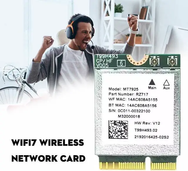 Alt view image 7 of 7 - WiFi 7 Wireless Card,MT7925 WiFi 7 Wireless Network Card,Dual Band Wireless-AC MT7925 PCIe WiFi Adapter,802.11n/802.11ax/802.11a/g, 802.11ac, Onesize