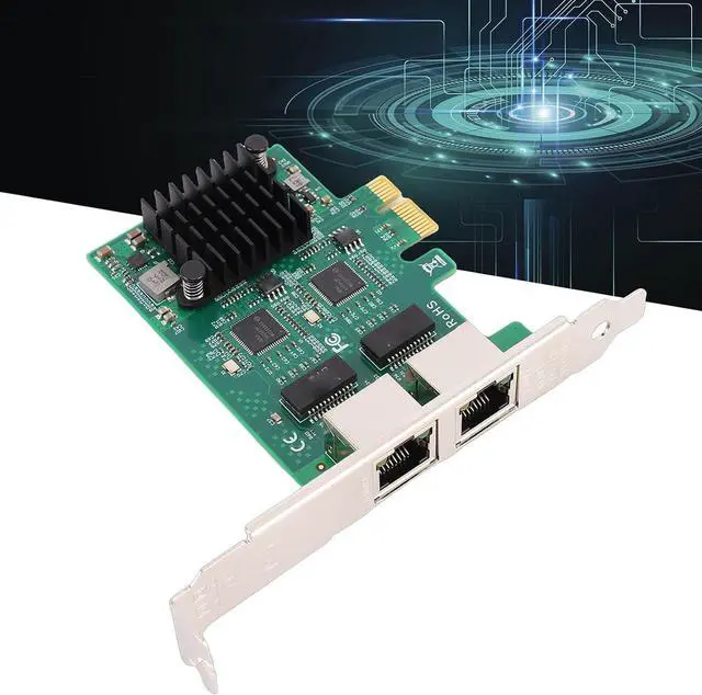 Alt view image 5 of 7 - CUIFATI Gigabit Network Card, Dual RJ45 Port 10 100 1000Mbps Wired Ethernet Adapter with Gold Plated Connector and Heatsink, for Desktop PC