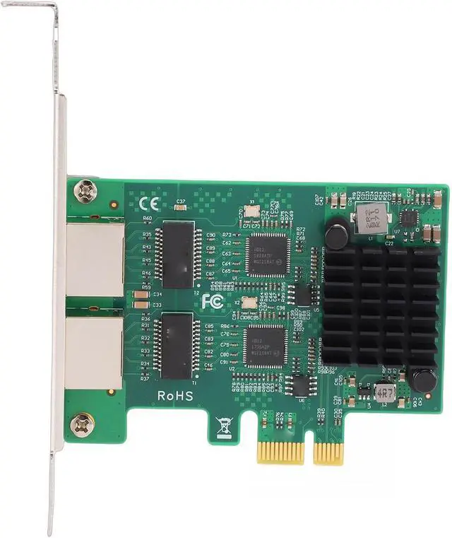 Alt view image 6 of 7 - Dual Port Gigabit Network Card, 2 x RJ45 PCIe Wired Ethernet Adapter with Gold Plated Connectors and Heatsink, for Desktop PC with Controller